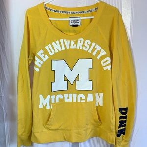 VS- yellow Michigan-uni crewneck with pocket.S;Med